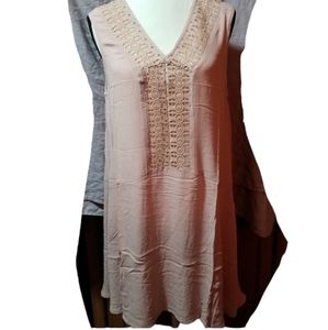 Light Pink Crochet Detail Tunic or Mini Dress Size Large NEW